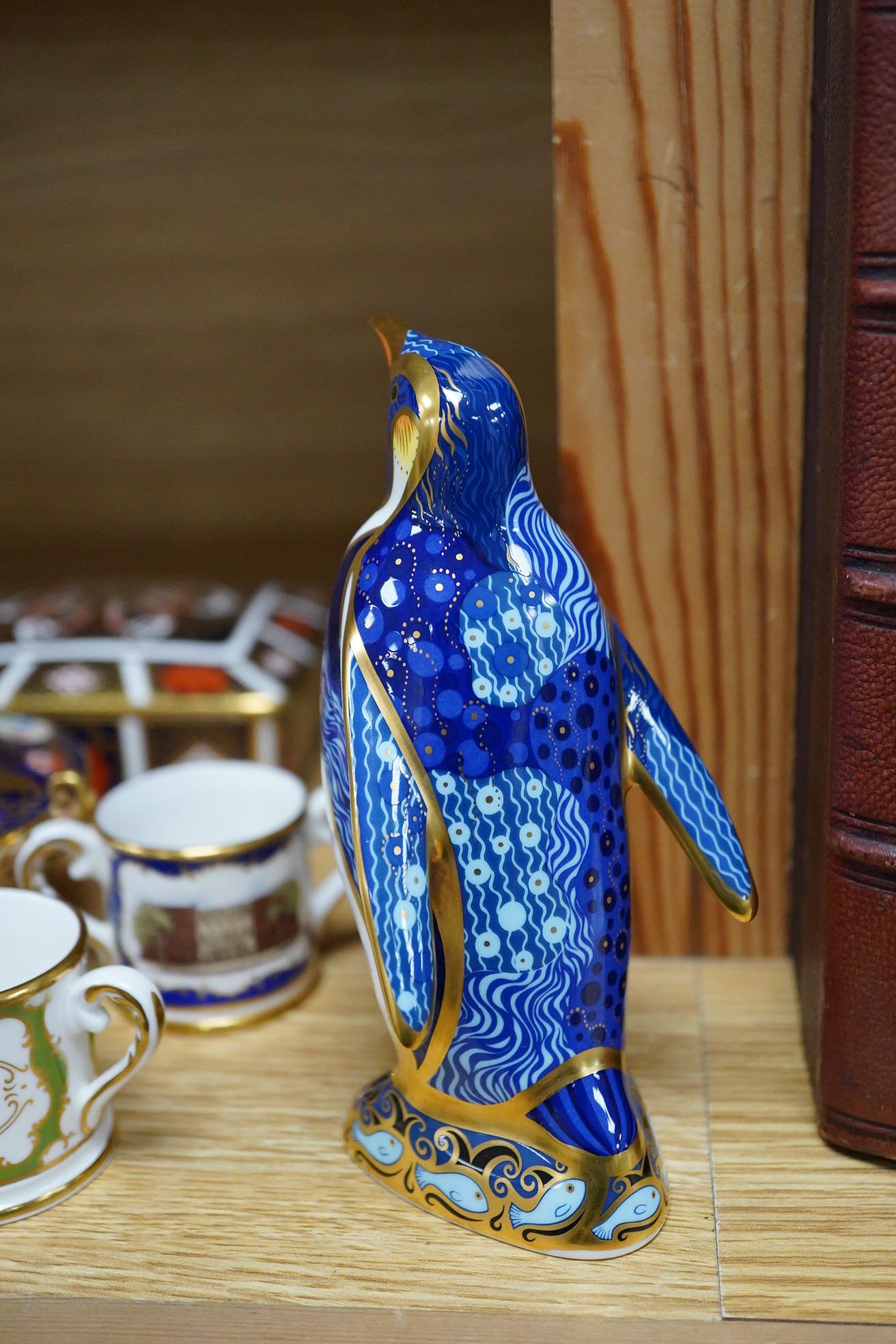 Six small Copenhagen figures, a Derby penguin and four other items